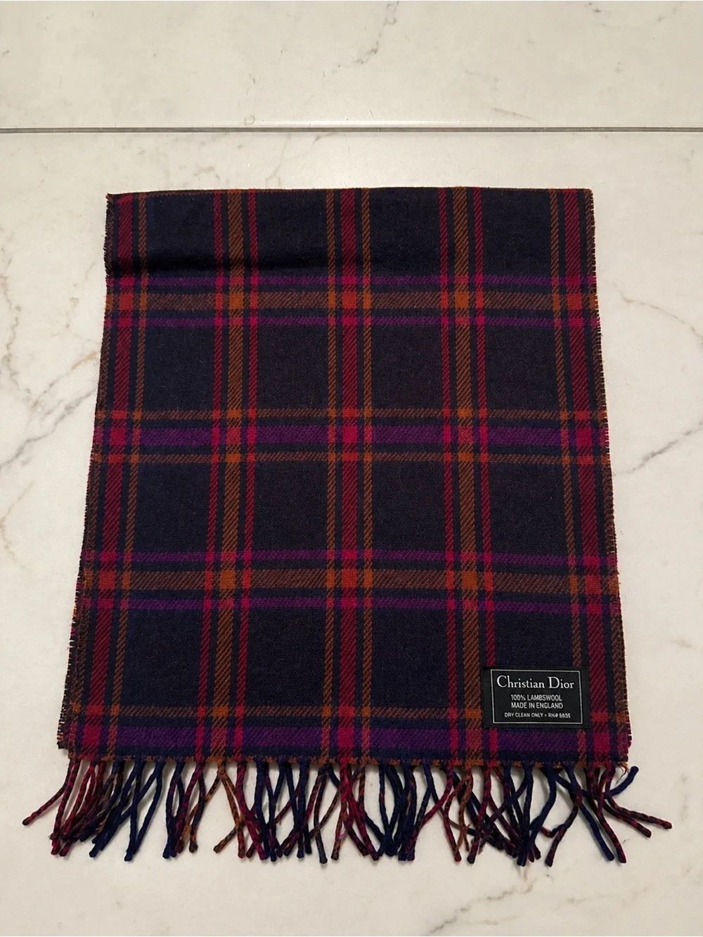 Dior lambswool plaid scarf